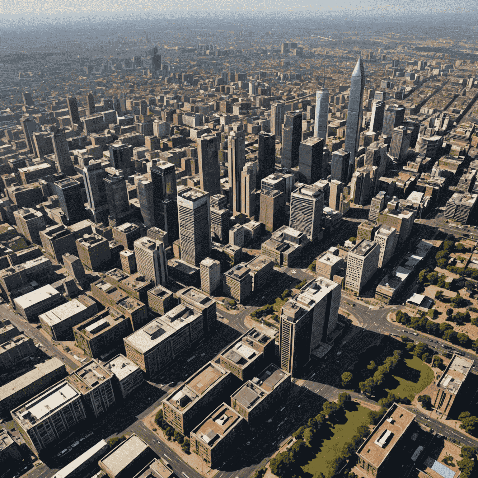 Aerial view of Johannesburg, South Africa's largest city and economic hub